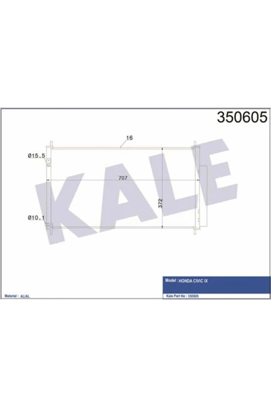 Kale 350605 OTO Radyatör  Klima Radyatörü 707×359×16 Civic Ix 1.4 1.8İ Vtec 2.2I Dtec 12- ürün görseli