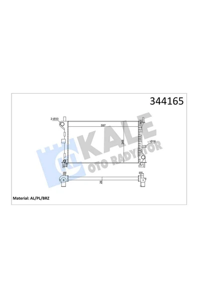 Kale 344165 Radyatör Ford Focus 1.6 1.8 2.0 Rs St170 98-04 Al-pl-brz 27053 ürün görseli