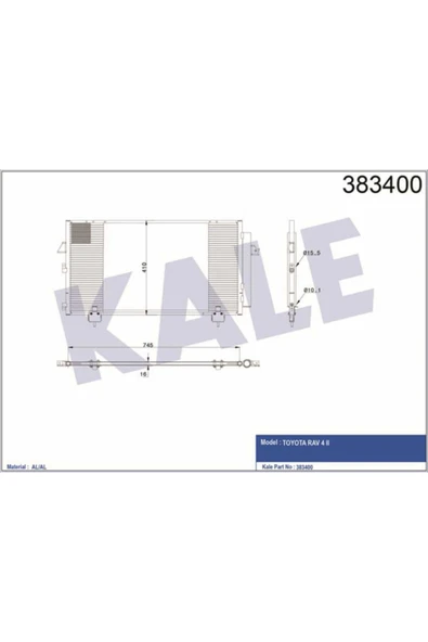 Kale 383400 OTO Radyatör  Klima Radyatörü Toyota Uyumlu Rav 4 II Al Al 745X410X16