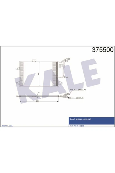 Kale 375500 OTO Radyatör  Klima Radyatörü A6 97- 2.5 TDI 641X409X16 ürün görseli 1
