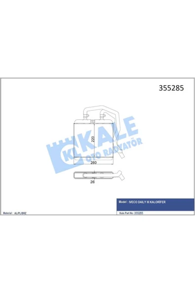 Kale 355285 OTO Radyatör  Kalorifer Brazıng   Daily III Kalorifer ürün görseli