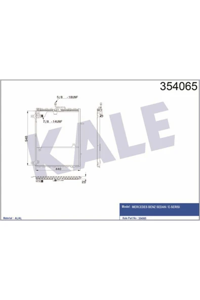 Kale 354065  Klima Radyatörü 540×398×26 Benz Sedan 220 E 92-93 E Serisi W124 84- E220 E  38022373 ürün görseli 1