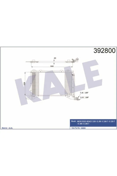 Kale 392800 OTO Radyatör  Klima Radyatörü E 220E 200E 200 Te 220 Te 290E 290 T 614X326X20 ürün görseli