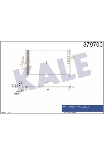 Kale 379700 OTO Radyatör  Klima Radyatörü Coupe Lantra 605X350X22 ürün görseli 1