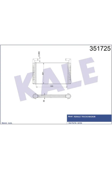 Kale 351725  KALORİFER AL/BRZ RENAULT TRUCKS MAGNUM 335×226×32 ürün görseli 1