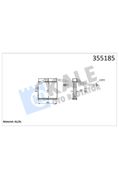 Kale 355185 OTO Radyatör  Kalorifer Brazıng Al/Al Ford Ranger-Mazda B-Bt-50 Kalorifer ürün görseli