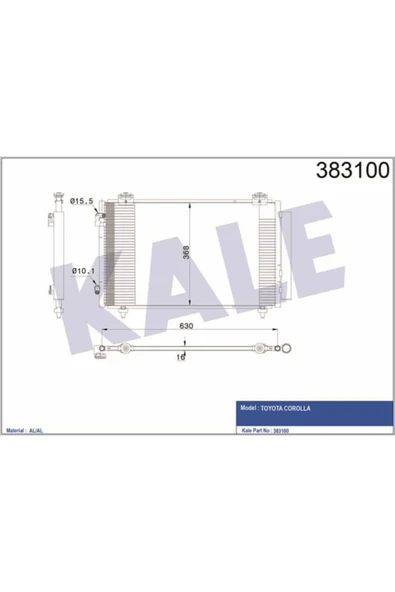 Kale 383100 OTO Radyatör  Klima Radyatörü Corolla Uyumlu Al Al 608X347X16 ürün görseli