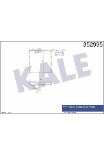 Kale 352995  EVAPORATOR KANGOO / GRAND KANGOO 1.2 1.5 1.6 08-