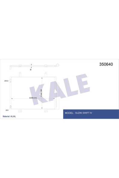 Kale 350640 OTO Radyatör  Klima Radyatörü 10- Swift 1.2 1.3Ddis ürün görseli 1
