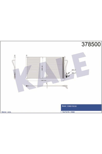 Kale 378500 OTO Radyatör  Klima Radyatörü Vectra B 95- / Focus 98- 652X360X16 ürün görseli 1
