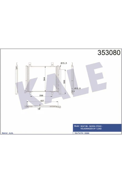 Kale 353080 OTO Radyatör  Klima Radyatörü Seat Mıı Skoda Cıtıgo-Volkswagen Up-Load