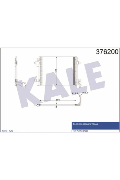 Kale 376200 OTO Radyatör  Klima Radyatörü Tiguan 07- 540X450X16 ürün görseli