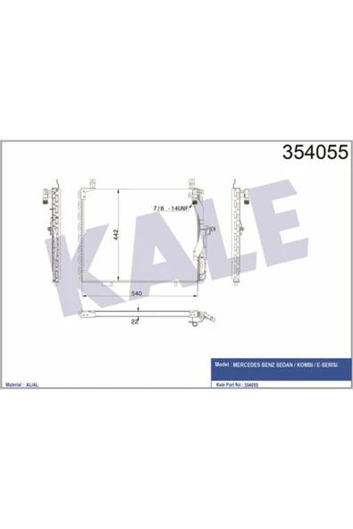 Kale 354055 OTO Radyatör  Klima Radyatörü 585×432×20 Benz Sedan Kombı Coupe 85-93 E Serisi W124 84- ürün görseli 1
