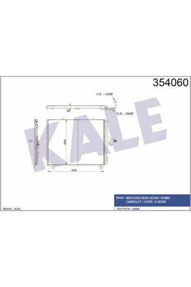 Kale 354060  Klima Radyatörü 540×440×25 Benz Sedan W124 84- Kombı T-Model S12 A124 92-93  38022358 ürün görseli