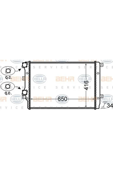 Mahle 8MK376726704 BEHR 8MK376726-704 Radyatör Caddy III 1.9TDI 04-10 Golf V 1.4Tsı 1.9TDI 04-08 Ac Klimasız 650X416X34