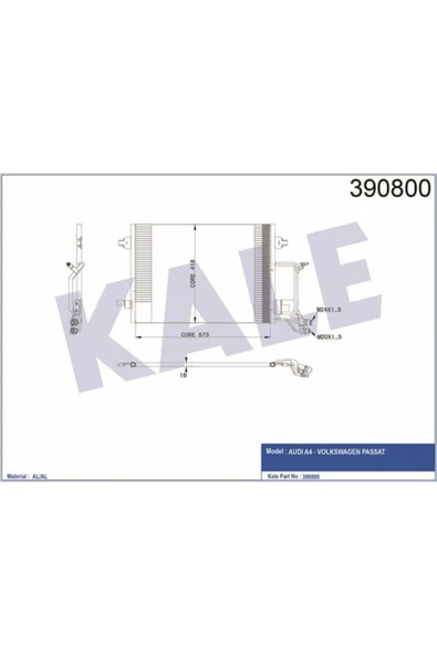 Kale 390800 OTO Radyatör  Klima Radyatörü A4 B5 94- 610X415X16 ürün görseli