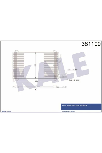 Kale 381100 OTO Radyatör  Klima Radyatörü Sprinter 95- 665X371X16 ürün görseli