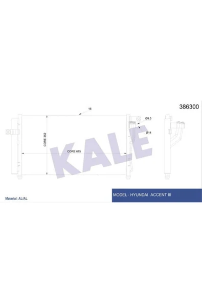 Kale 386300 OTO Radyatör  Klima Radyatörü Accent Era 06- Al Al 634X348X16 ürün görseli