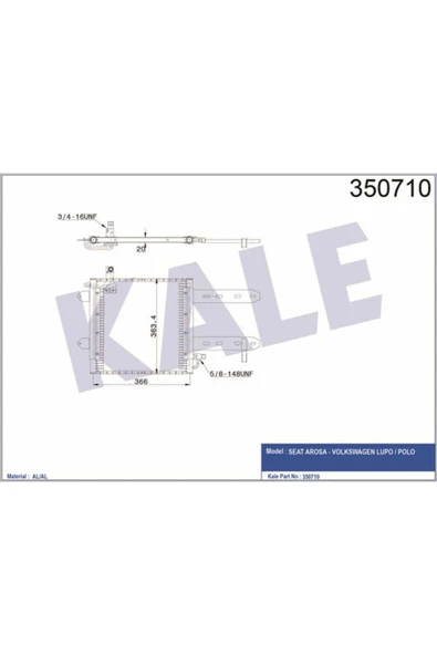 Kale 350710  Klima Radyatörü Volkswagen Lupo 1.0 1.4 1.7 98-05- . Polo 1.0 1.3 1.4 1.6 1.7 1.9 92- ürün görseli 1