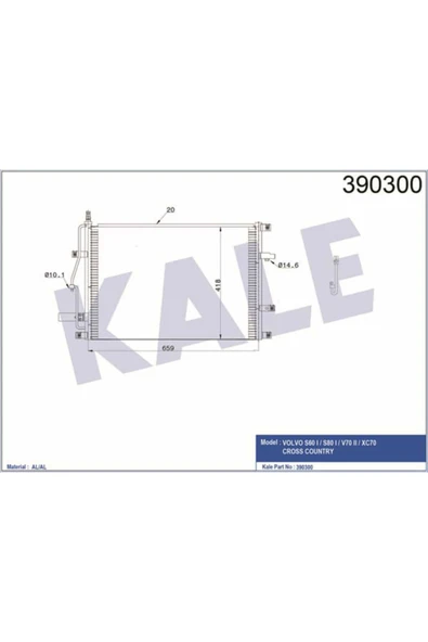 Kale 390300 Oto Radyatör  Klima Radyatörü S60 I S80 I V70 Ii Xc70 Cross Country 659x418x20 ürün görseli 1