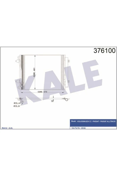 Kale 376100 OTO Radyatör  Klima Radyatörü Passat B6 05- B7 10- Cc 08- 575X460X16 ürün görseli