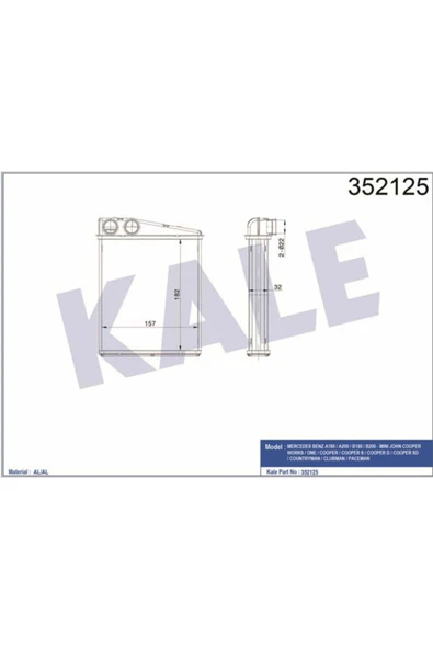 Kale 352125  KALORİFER MERCEDES BENZ W169 04- W245 05- MINI COOP