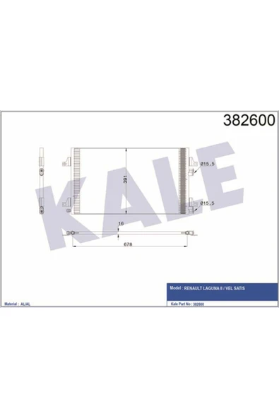 Kale 382600 OTO Radyatör  Klima Radyatörü Laguna II 00- 678X391X16 ürün görseli