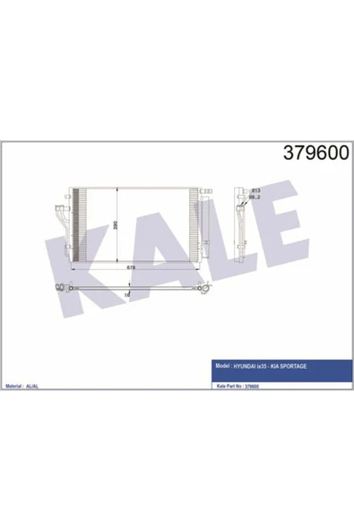 Kale 379600 OTO Radyatör  Klima Radyatörü İx35 -Sportage Al Al 678X388X16 ürün görseli
