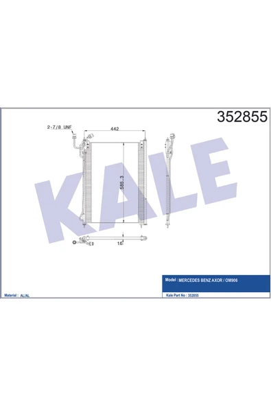 Kale 352855 OTO Radyatör  Kondenser Al/Pl/Brz Mercedesaxor-Om906 ürün görseli 1