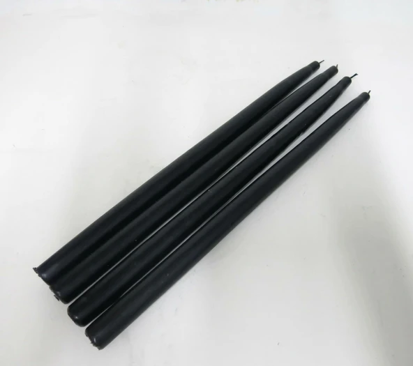 Bozkurt Konik Şamdan Mum Fener Mumu - Siyah - 24 Cm. - 4 Adetlik Paket - 3