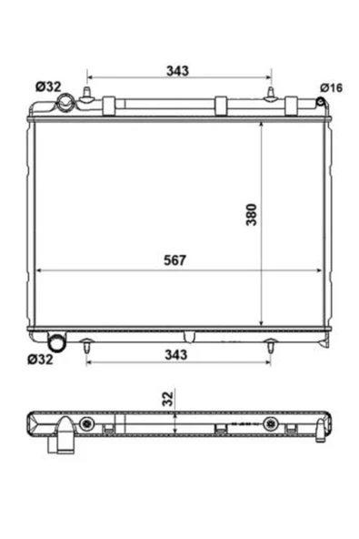 Ori BPE033022 Radyatör 307 04 C4 04 1.6HDI-2.0 16V Mek Otom Ac Klimasız 538X380X26 ürün görseli
