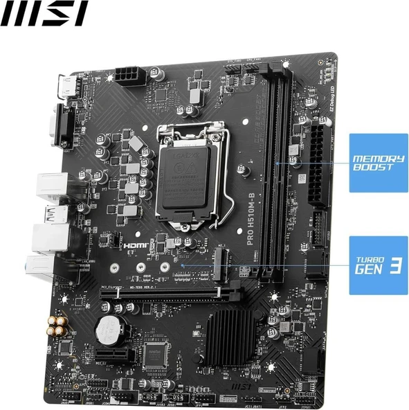 MSI Pro H510M-B Intel LGA1200 DDR4 Micro ATX Anakart Teşhir - 5