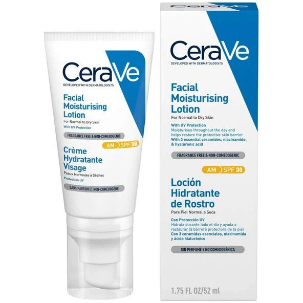 CeraVe  Normal Ve Kuruya Dönük Ciltler Için Spf 30 Güneş Korumalı Yüz Kremi 52ml