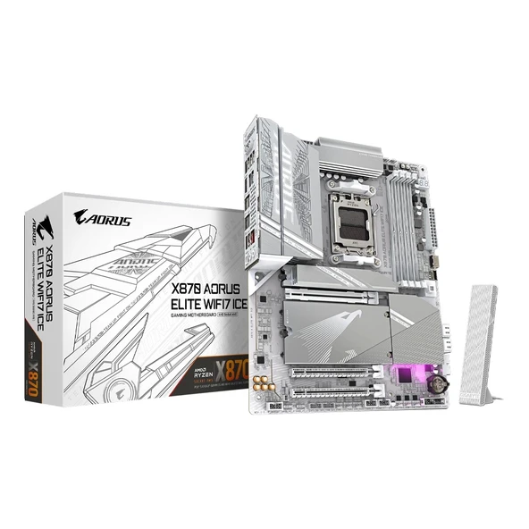 Gigabyte X870E AORUS ELITE WIFI7 ICE 8200MHz (OC) DDR5 M.2 AM5 ATX Anakart