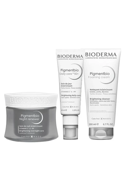 Bioderma Pigmentbio Leke Serisi  Gece Kremi + Gündüz Kremi + Temizleme Jeli Orijinal Boy Set