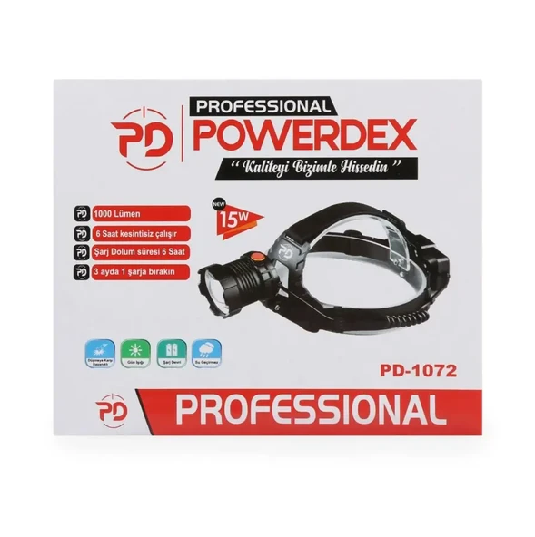 Powerdex PD-1072 Şarj Edilebilir Pilli 15W Kafa Lambası - 5