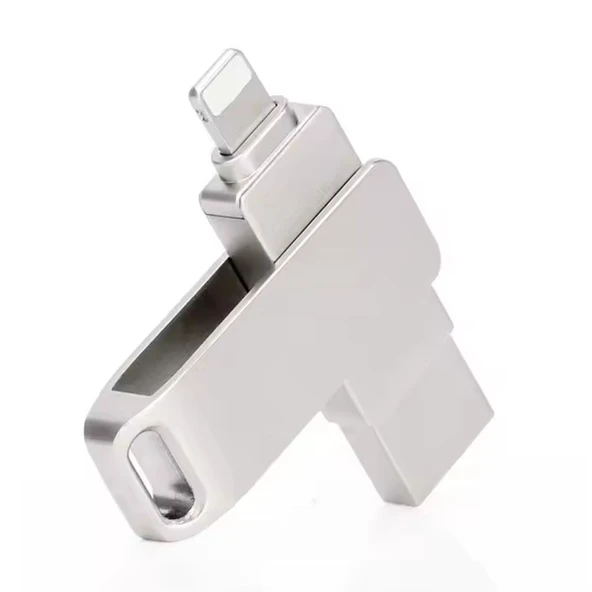 64GB iPhone Uyumlu USB Flash Bellek OTG Destekli Lightning ve USB Girişli Taşınabilir Hafıza - 1