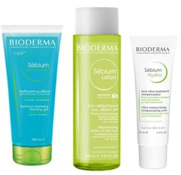 Bioderma Sebium Akne Bakım Set | Krem - Tonik - Temizleme Jel Orjinal Boy ürün görseli