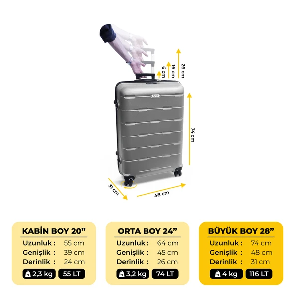 Biggdesign Moods Up TSA Kilitli 28" ABS Gövdeli Valiz  | Büyük Boy-Gümüş - 4