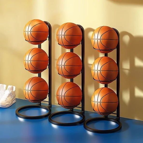 İç Mekan Çocuklar için Basketbol Futbol Voleybol Depolama Rafı - Beyaz 5 Katlı - 3
