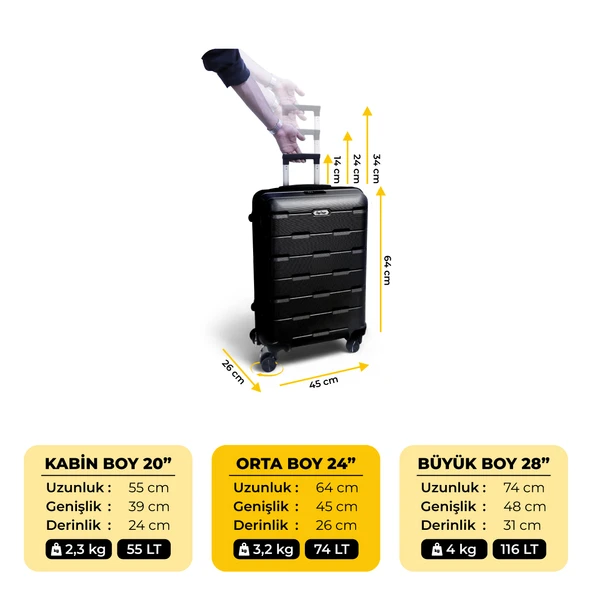 Biggdesign Moods Up TSA Kilitli 24" ABS Gövdeli Valiz  | Orta Boy-Siyah - 4