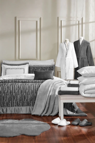 Özdilek Velluto 27 Parça Çeyiz Seti-Gri ürün görseli