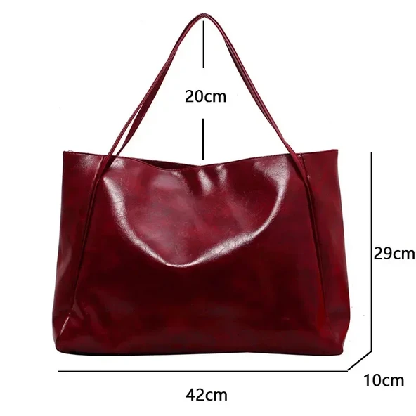 Kadın Moda PU Deri Tote Çanta - Kahverengi - 29 cm - 7