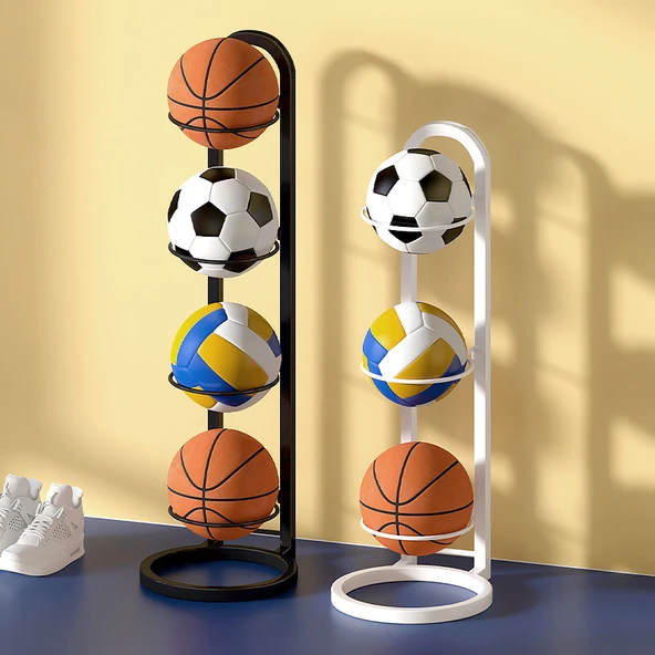 İç Mekan Çocuklar için Basketbol Futbol Voleybol Depolama Rafı - Beyaz 5 Katlı - 5