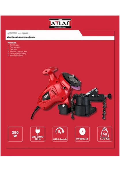 Attlas ATZB 8801 Zincir Bileme Makinesi - 3