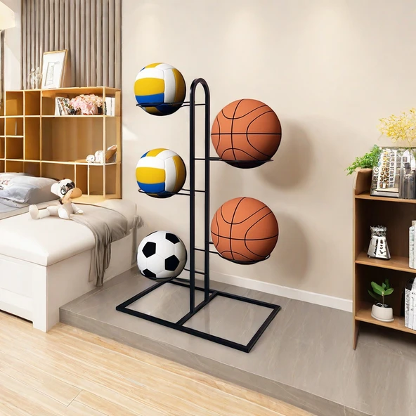 İç Mekan Çocuklar için Basketbol Futbol Voleybol Depolama Rafı - Beyaz 5 Katlı - 7
