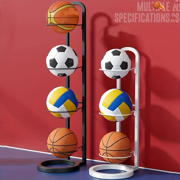 İç Mekan Çocuklar için Basketbol Futbol Voleybol Depolama Rafı - Beyaz 5 Katlı - 2