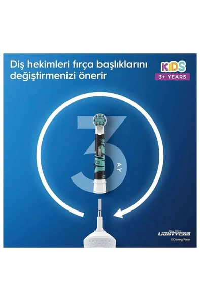 Oral-B D100 Lightyear Şarjlı Çocuk Diş Fırçası – Disney Temalı Elektrikli Fırça (3+ Yaş) - 8