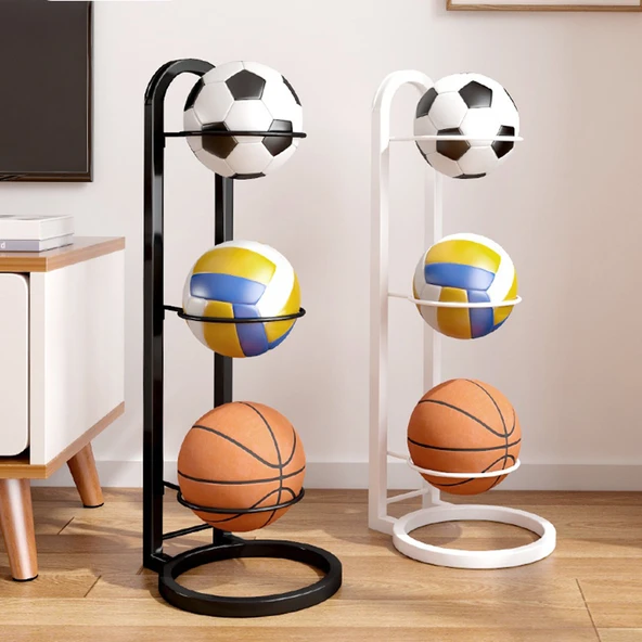 İç Mekan Çocuklar için Basketbol Futbol Voleybol Depolama Rafı - Beyaz 5 Katlı - 4