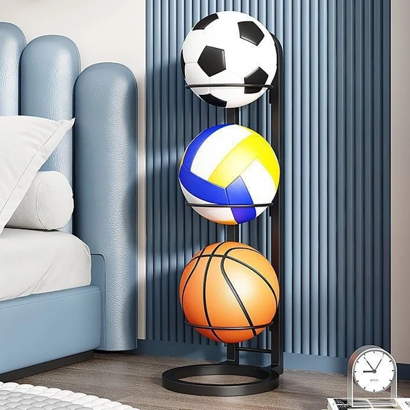 İç Mekan Çocuklar için Basketbol Futbol Voleybol Depolama Rafı - Beyaz 5 Katlı - 6